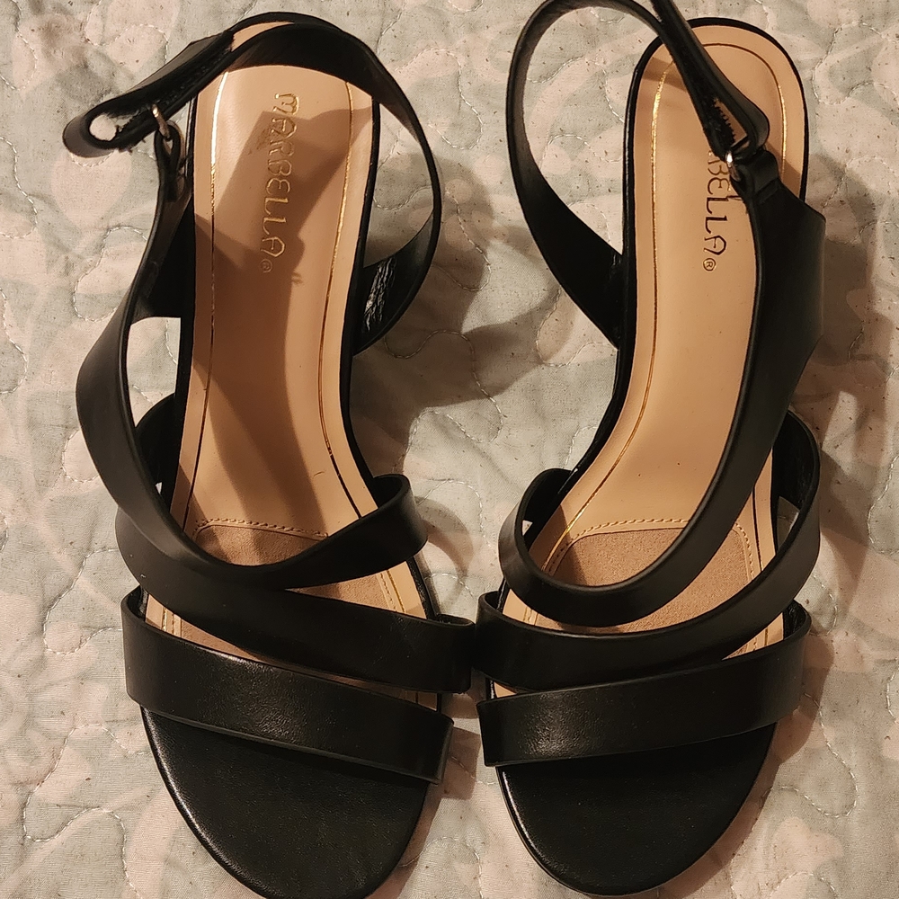 Mirella Black Minimalist Sandals with Ankle Strap